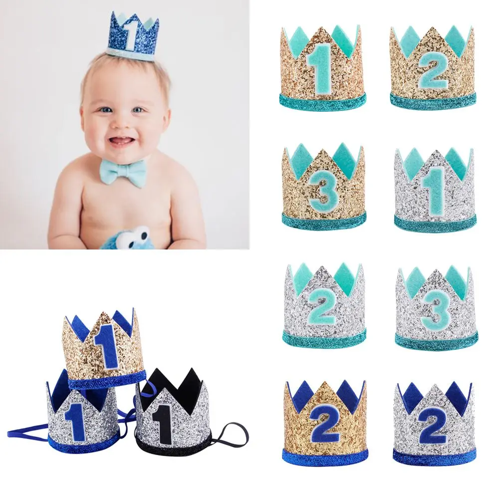 Unisex Prince Princess Photo Props Baby Birthday Hat Floral Headwear Party Headdress Crown Hair Band