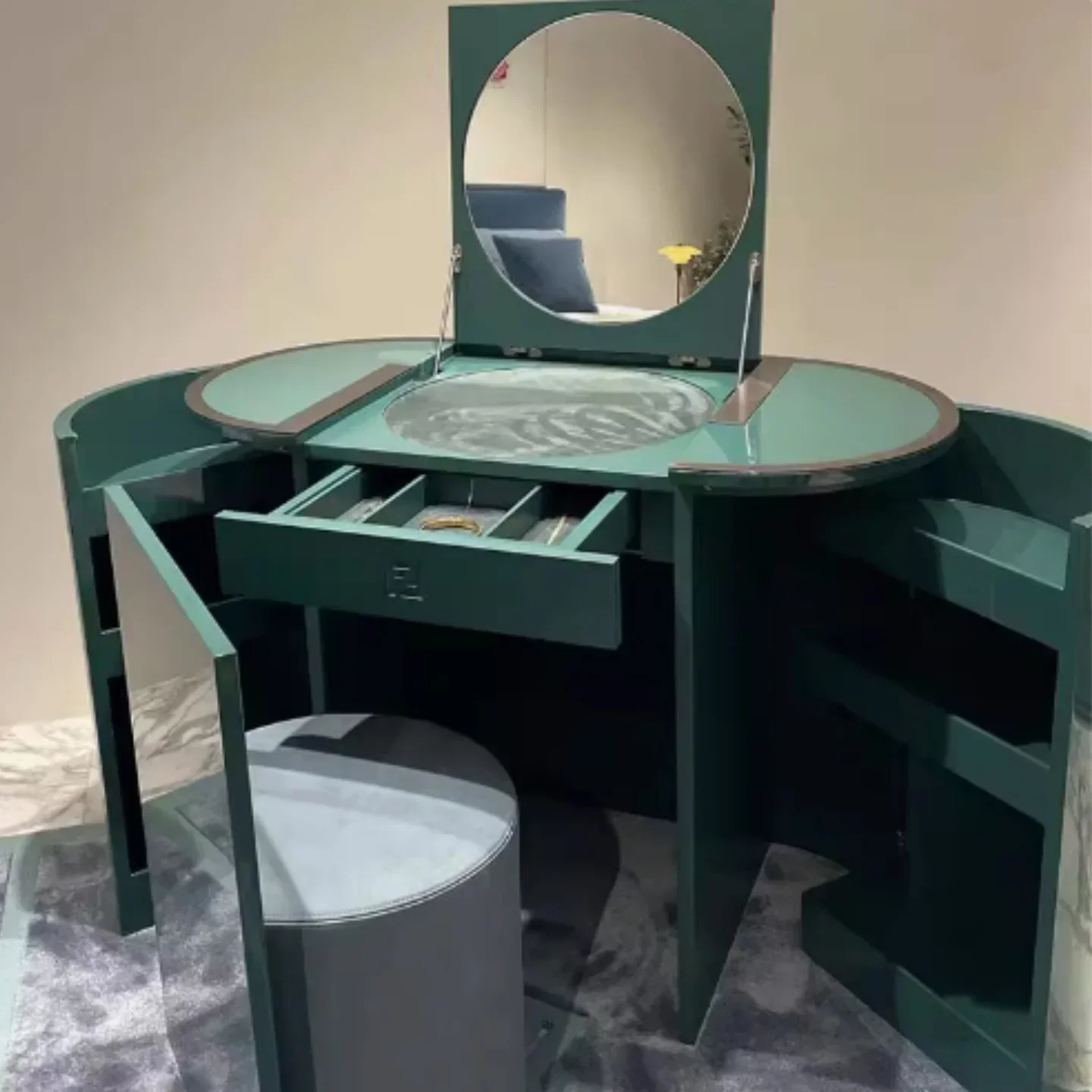 

AALight Luxury Solid Wood Cosmetic Cabinet Modern Simple Small Apartment Cosmetic Table High-end Storage Cabinet