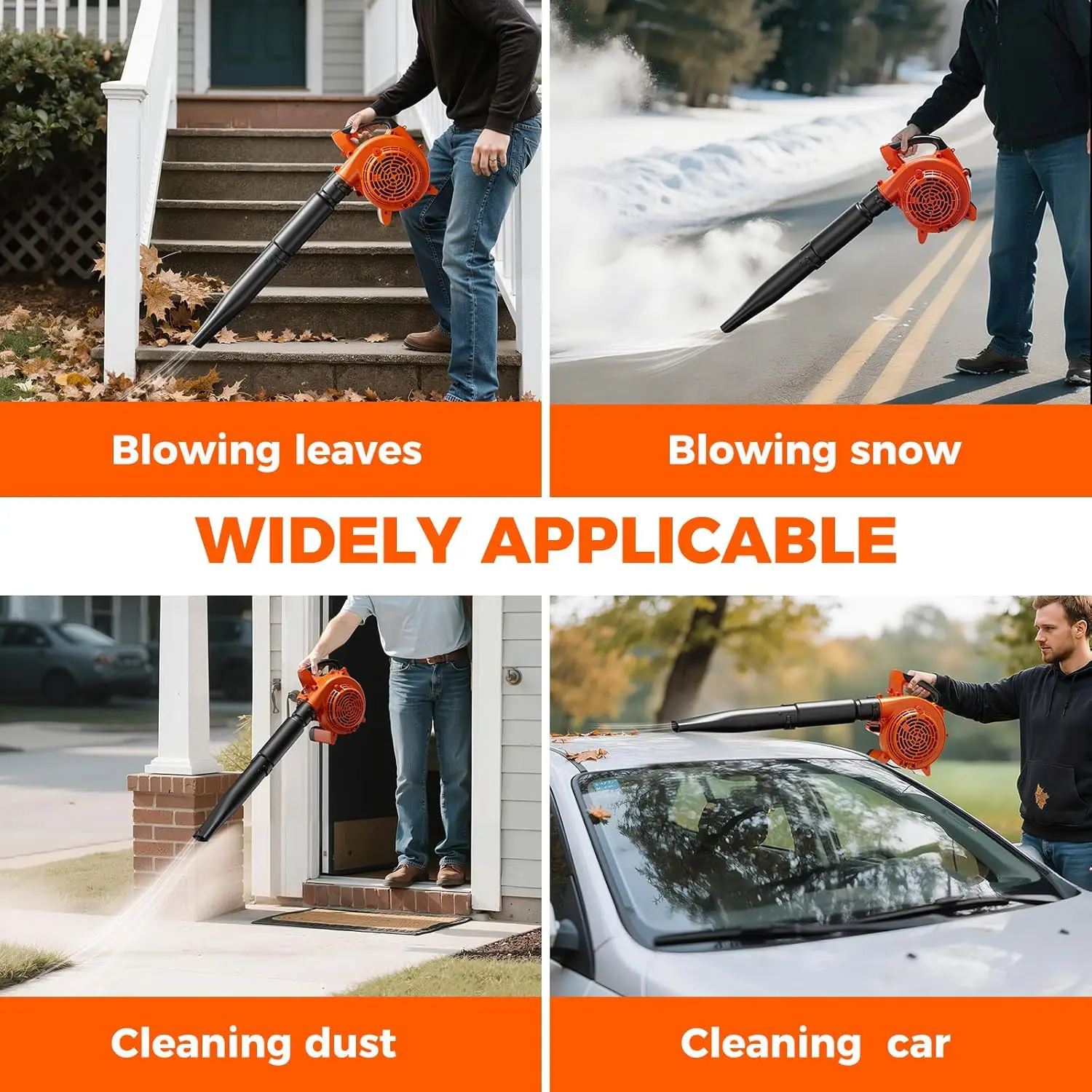 3 في 1 منفاخ أوراق الغاز المهاد اللاسلكي مع حقيبة 432CFM 180 MPH 25.4cc 2-Cycle منفاخ يعمل بالغاز خفيف الوزن للحديقة Ca