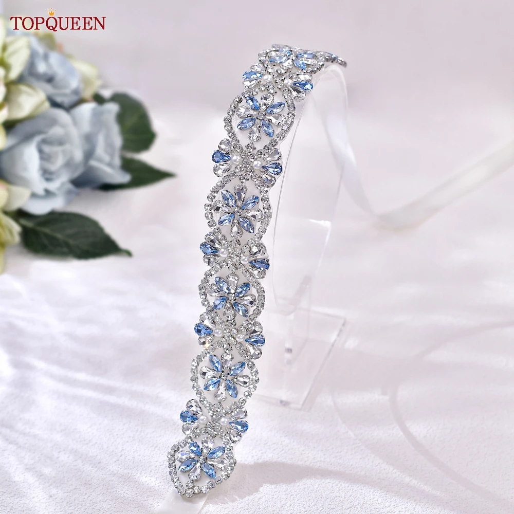 TOPQUEEN Full Rhinestone Wedding Bridal Belt Banquet Dress Accessories Important Holiday Gift Runway Costume Ribbon Sash S453 image 3