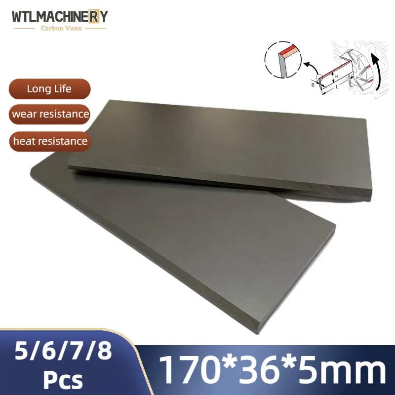 170x36x5mm Graphite Carbon Vane Carbon Sheet For Vacuum Pump Blades Suit For Compressor Air Pump 5/6/7/8 Pcs