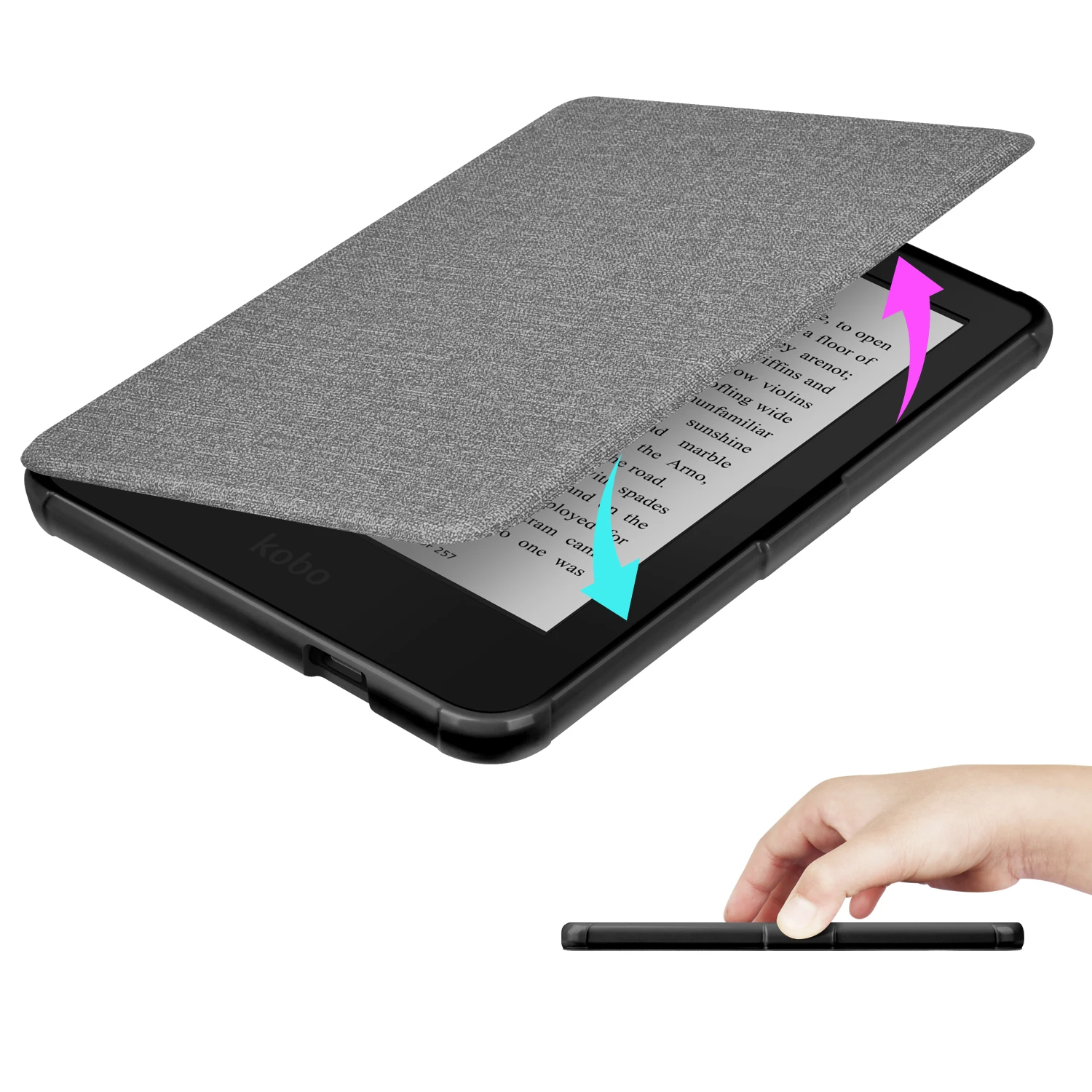 For Kobo Clara 2E 2022 Soft Case with Hand Strap Fabric Smart Cover for Kobo Clara 2E Magnetic Protective Slimshell