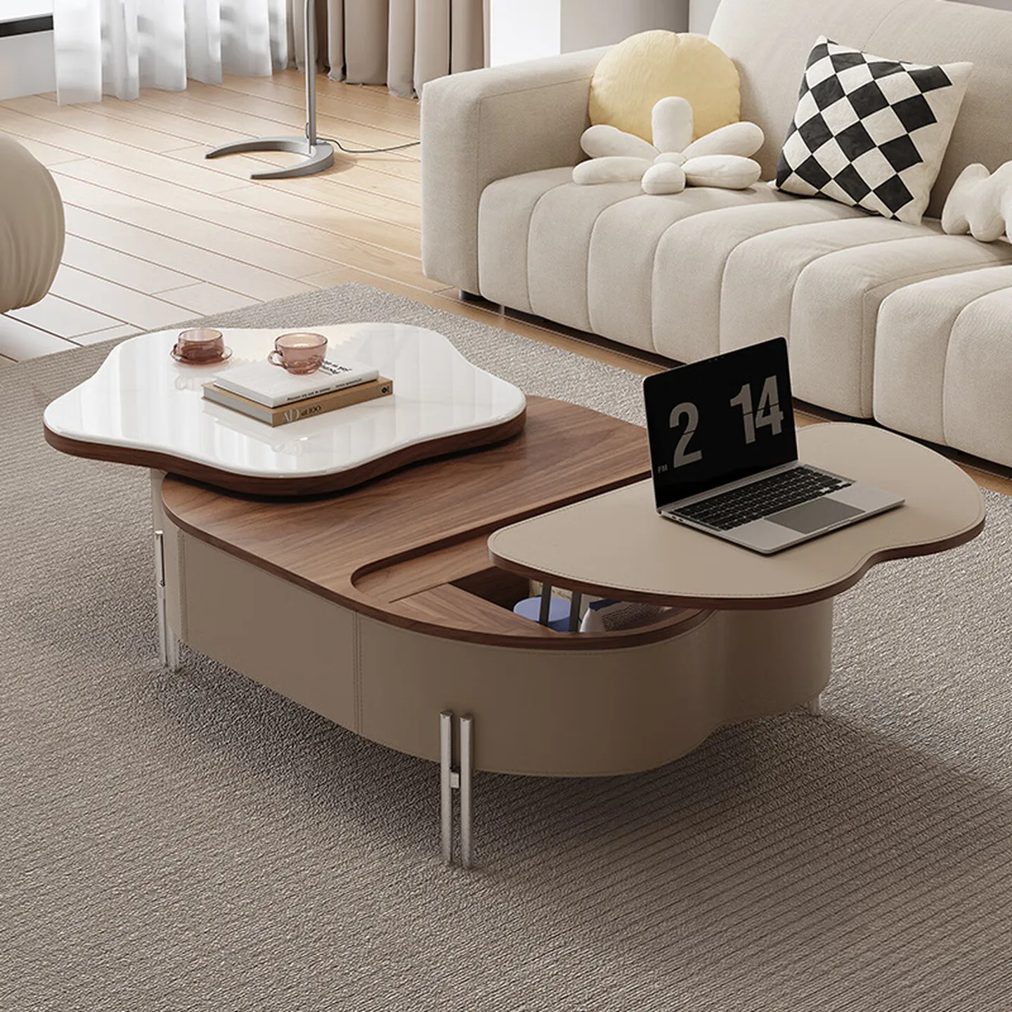 Cloud cream wind coffee table living room household lifting microcrystalline stone small apartment modern minimalist side table