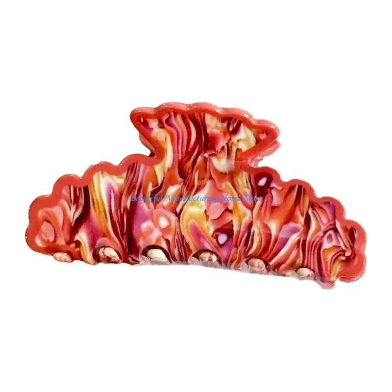 

E56A Stylish Marble Hair Claw For Ponytail Half Up Hairstyles Resin Hair Accessory