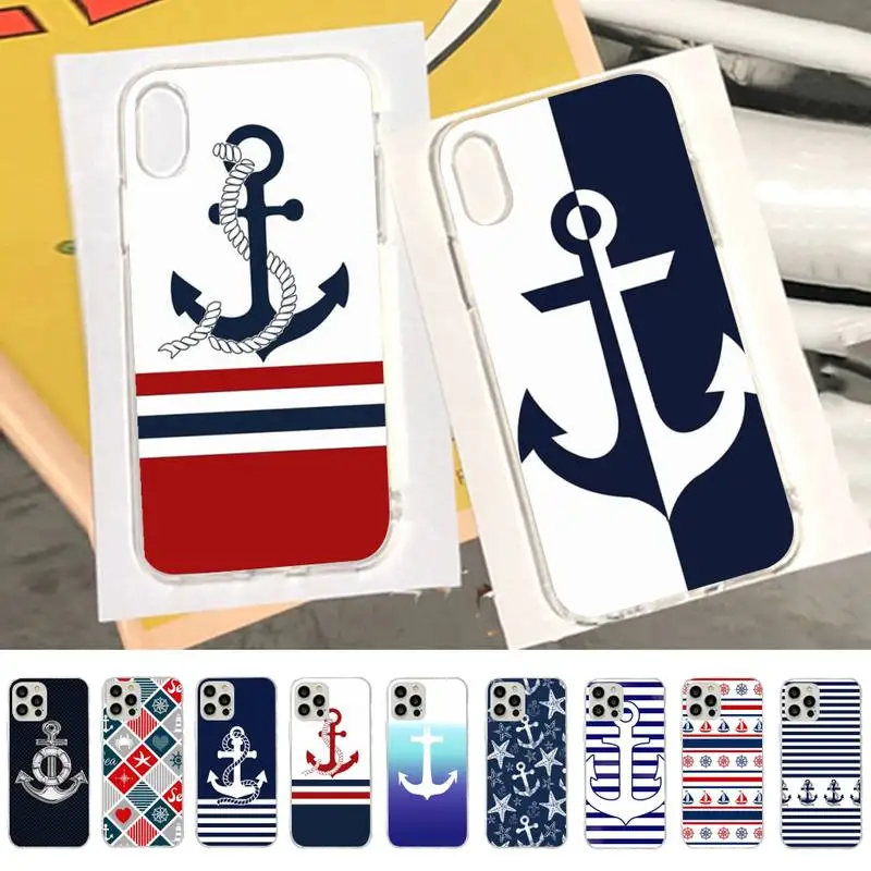 Nautical anchors Phone Case For iPhone 14 13 12 Mini 11 Pro XS Max X XR SE 6 7 8 Plus Soft Silicone Cover