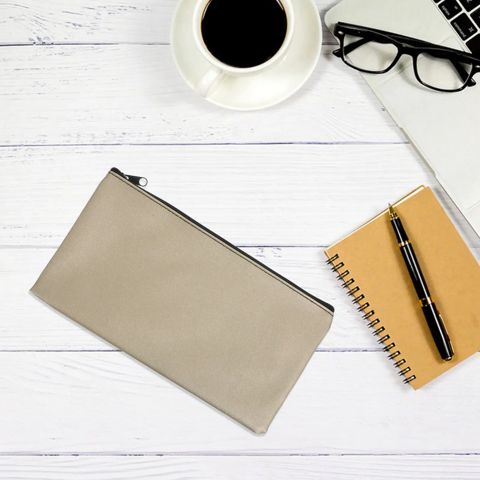 

4Pcs PU Money Bags with Heavy-Duty Zipper for Cash Checks Receipts Coins Storage Secure Textured Finish Travel Wallet