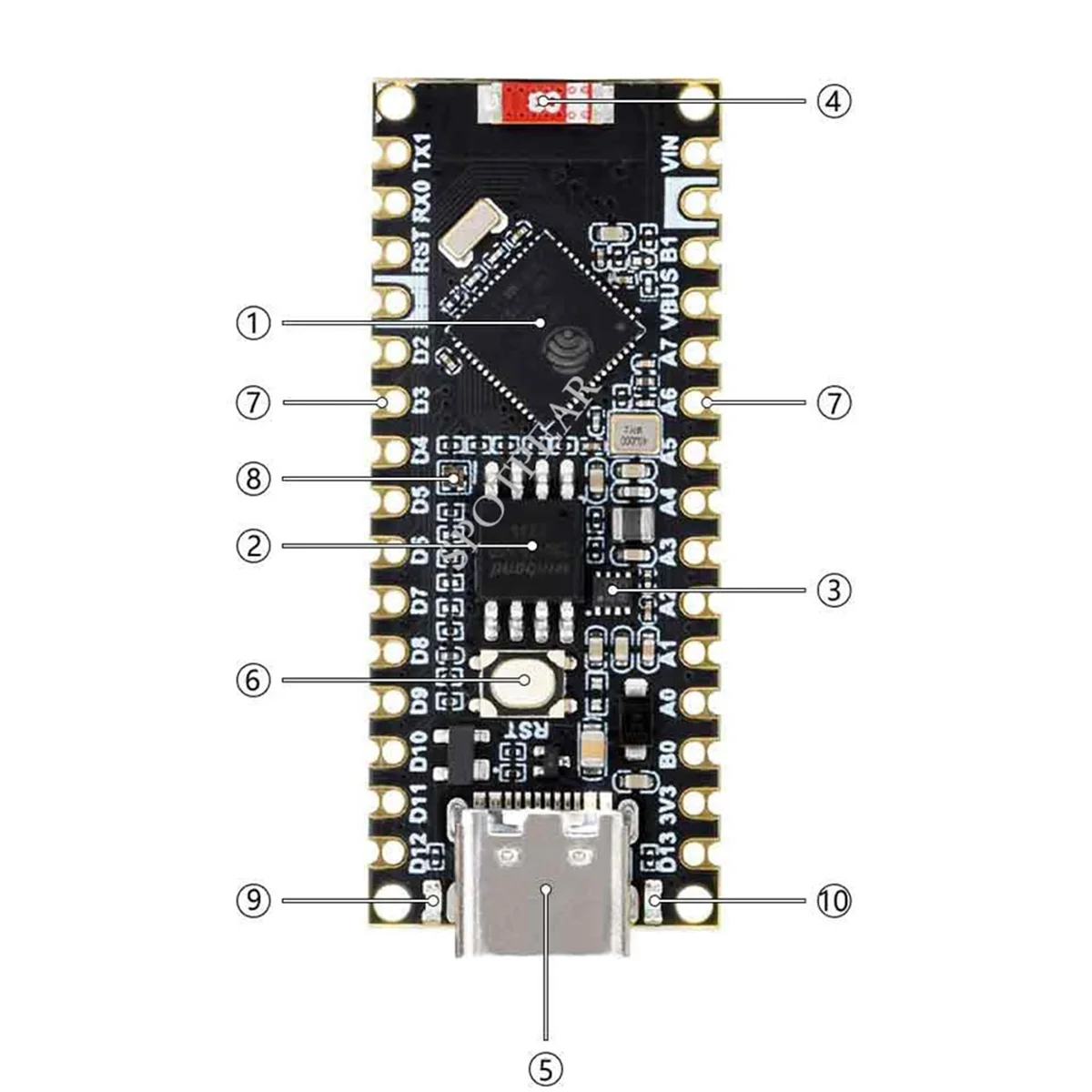 Плата разработки AT87-ESP32 S3 Nano, чип ESP32-S3R8, совместимый с Arduino Nano ESP32 для IoT или Micro-Python