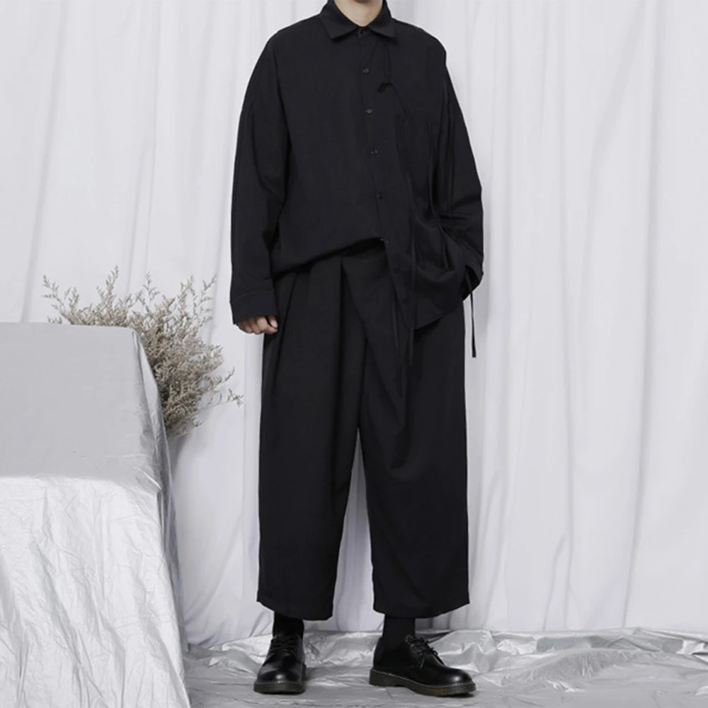 XS-5XL Winter Men’s olid-Color Straight-Leg Trousers American Vintage Fashion Trend High Street Casual Loose Simple Men’s Bottom