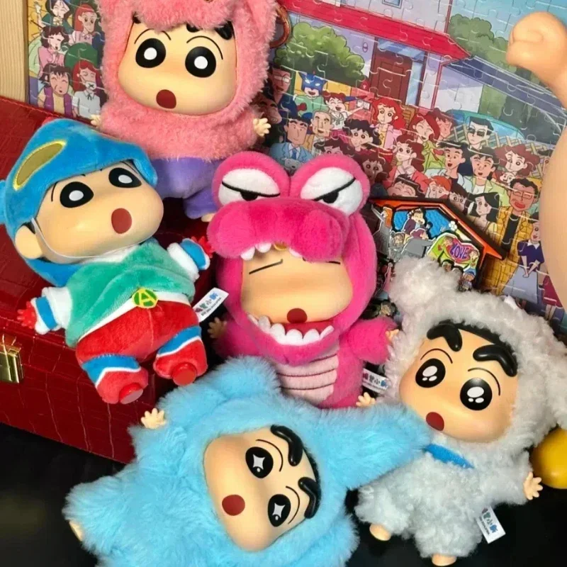 Miniso crayon shinchan vestir-se festa série caixa cega kit garagem de vinil kawaii decoração desktop caixa surpresa presente aniversário do miúdo