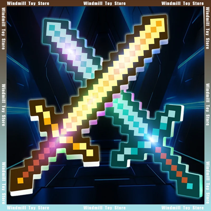 

36cm DIAMOND SWORD Game Peripheral Glow Weapon Three Colors Samurai Pixel Art Sword Model Cosplay Gifts Toy Collections for Kids