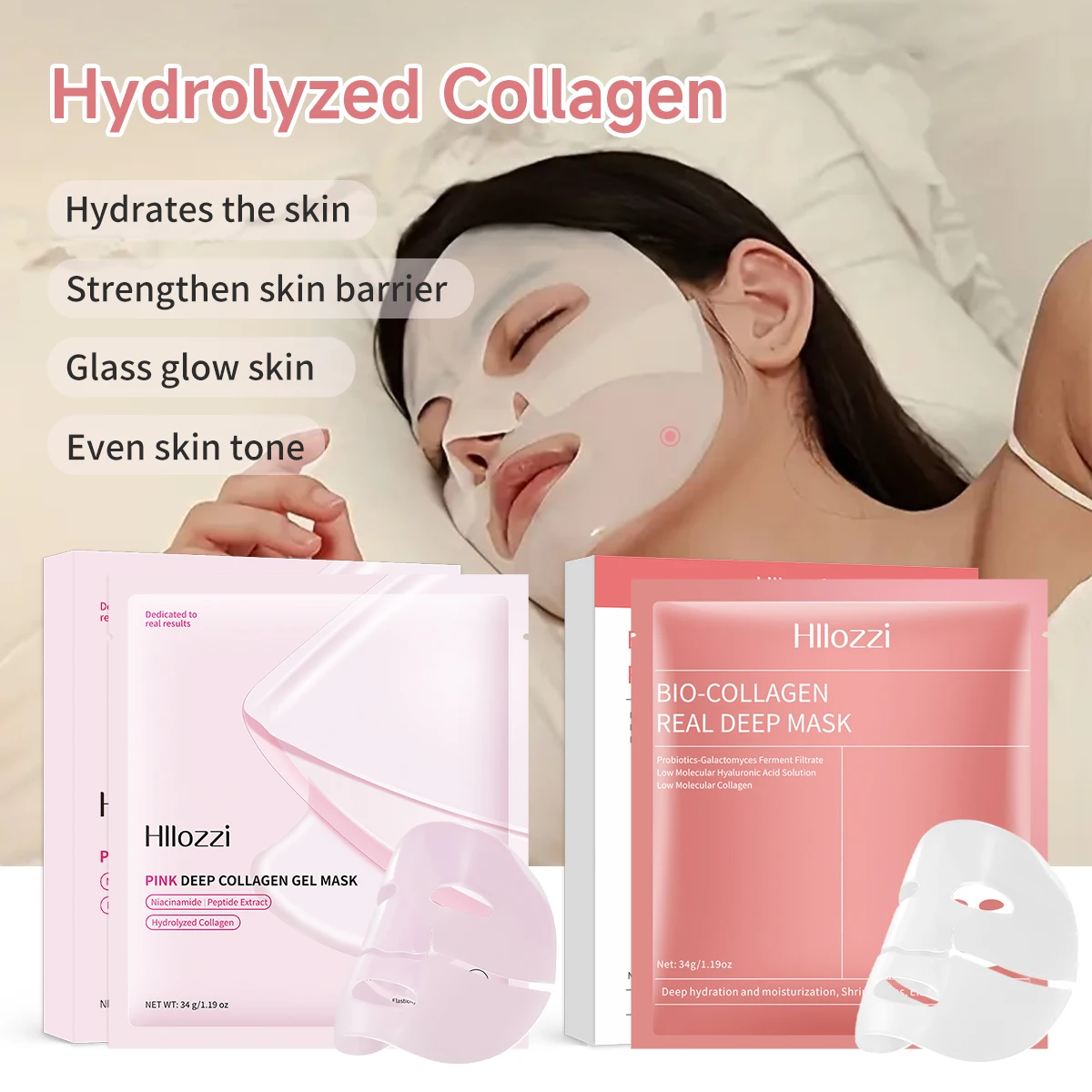 DEEP COLLAGEN MASK 4pcs Bio-collagen Deep Mask 4pcs Moisturizes, Brightens, Evens Out Skin Tone. Suitable for All Skin Types