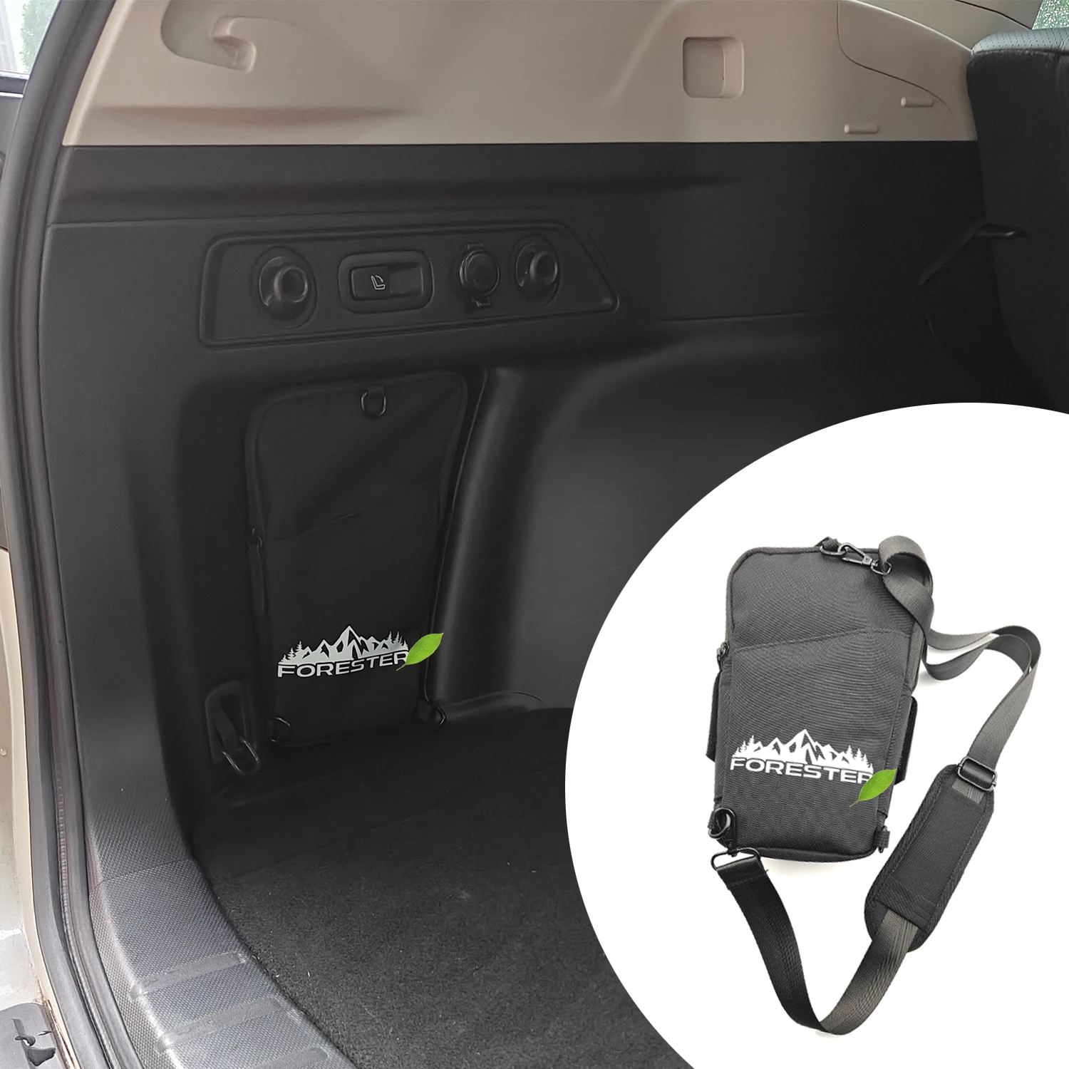 

Trunk Organizer Storage Multipurpose Spare Car Cross-body Bags For Subaru Forester SK 2019-24 Black, 1 pc