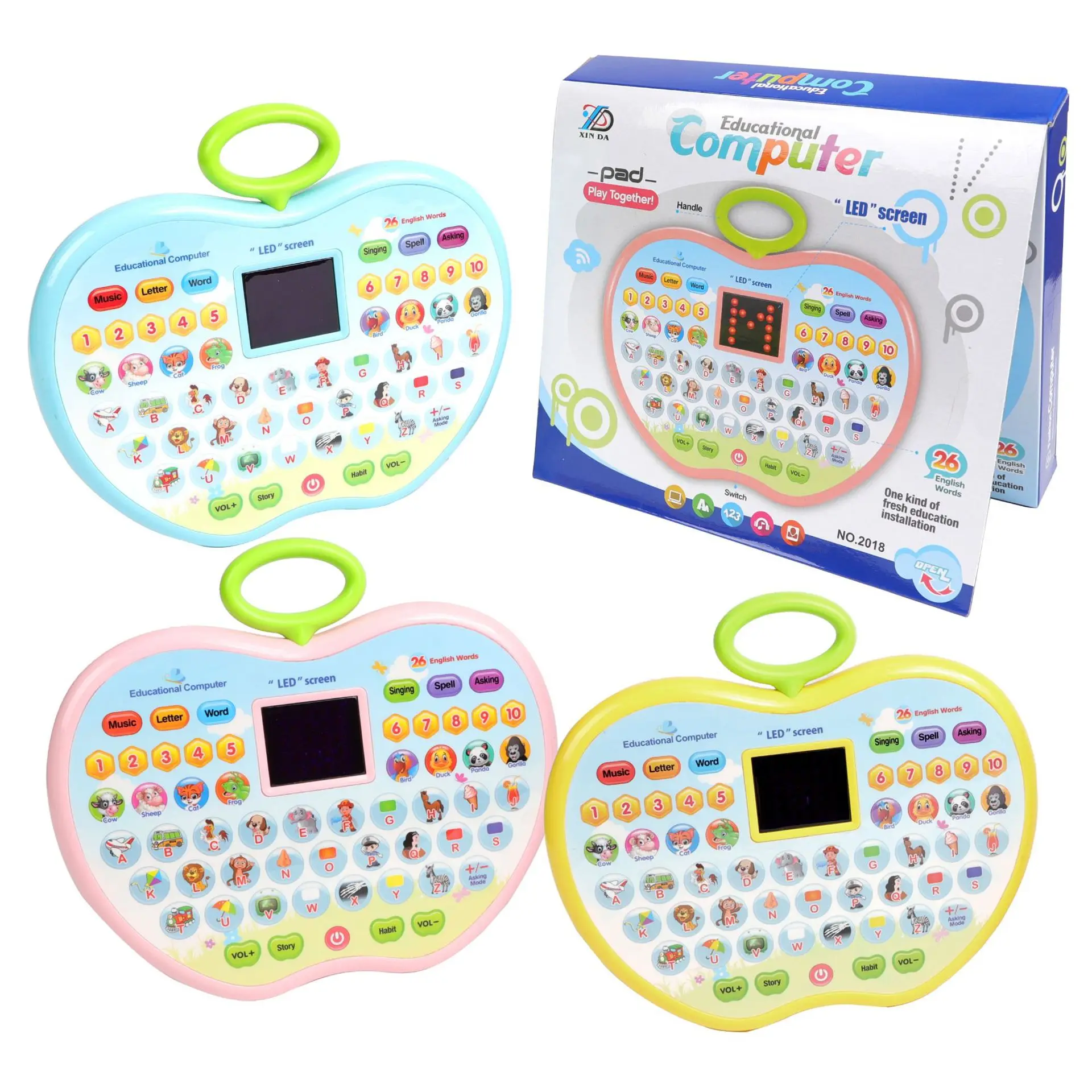 Kids Tablet Toddler Learning Pad with LED Screen Teach Alphabet Numbers Word Music Math Development Interactive Electronic Toy