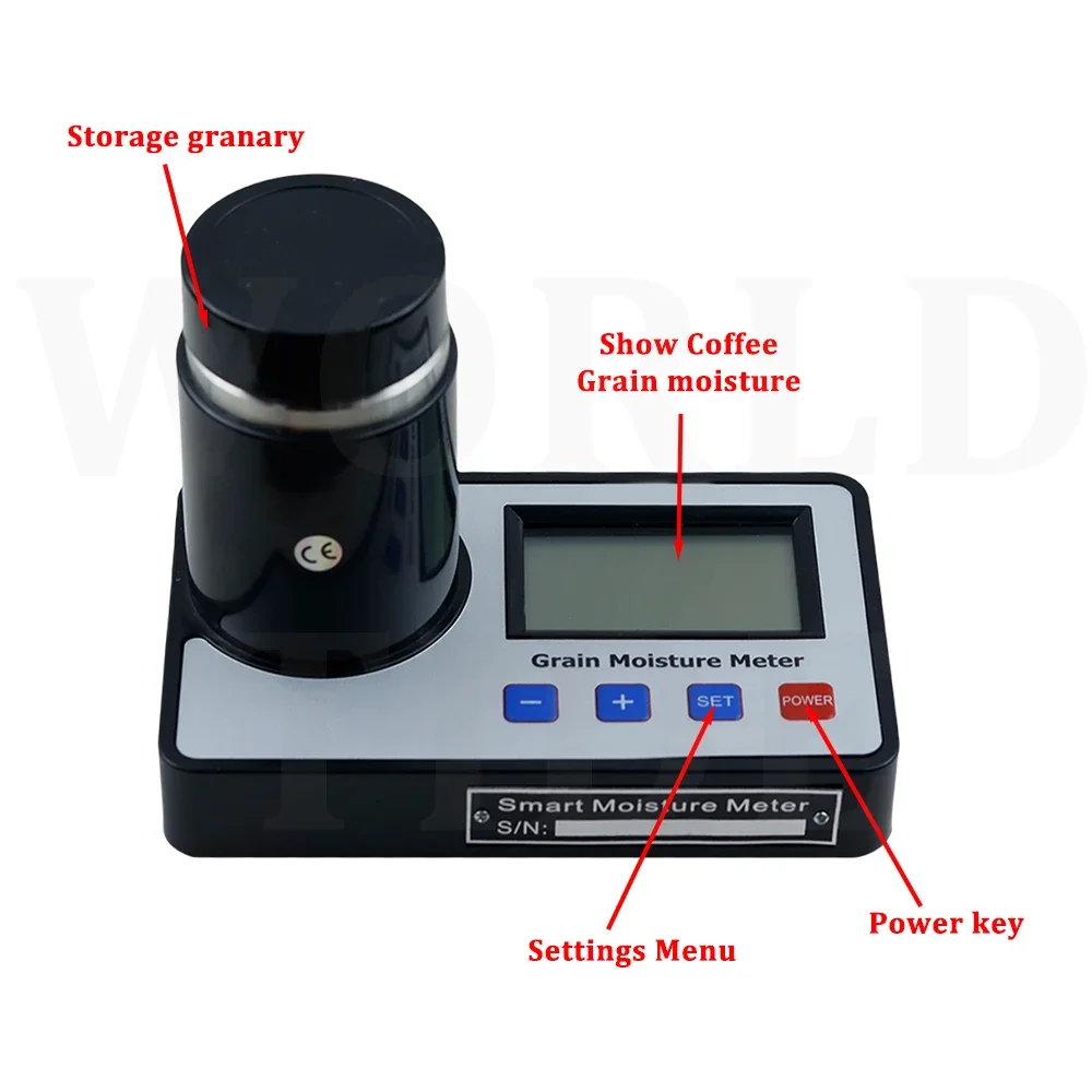 Portable Grain Moisture Tester with Digital Meter Display 14 Kinds Grains Smart Moisture Tester Coffee,Cocoa,Rice,Wheat