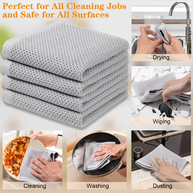 Cotton Towel Soft Absorbent Dishcloth Kitchen Honeycomb Towel Breathable Face Wash Towel Household Cleaning Cloth Wash Cloth