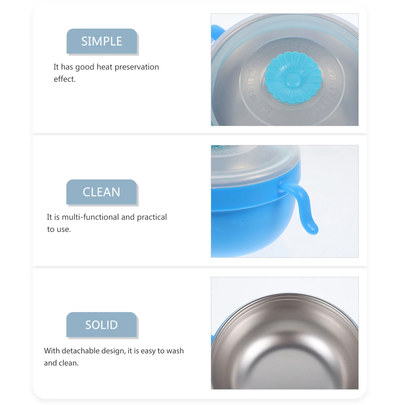 

Stainless Steel Baby Suction Heat Preservation Food Serving Bowl Insulated Dustproof Baby Feeding Bowl For Kids With Lid