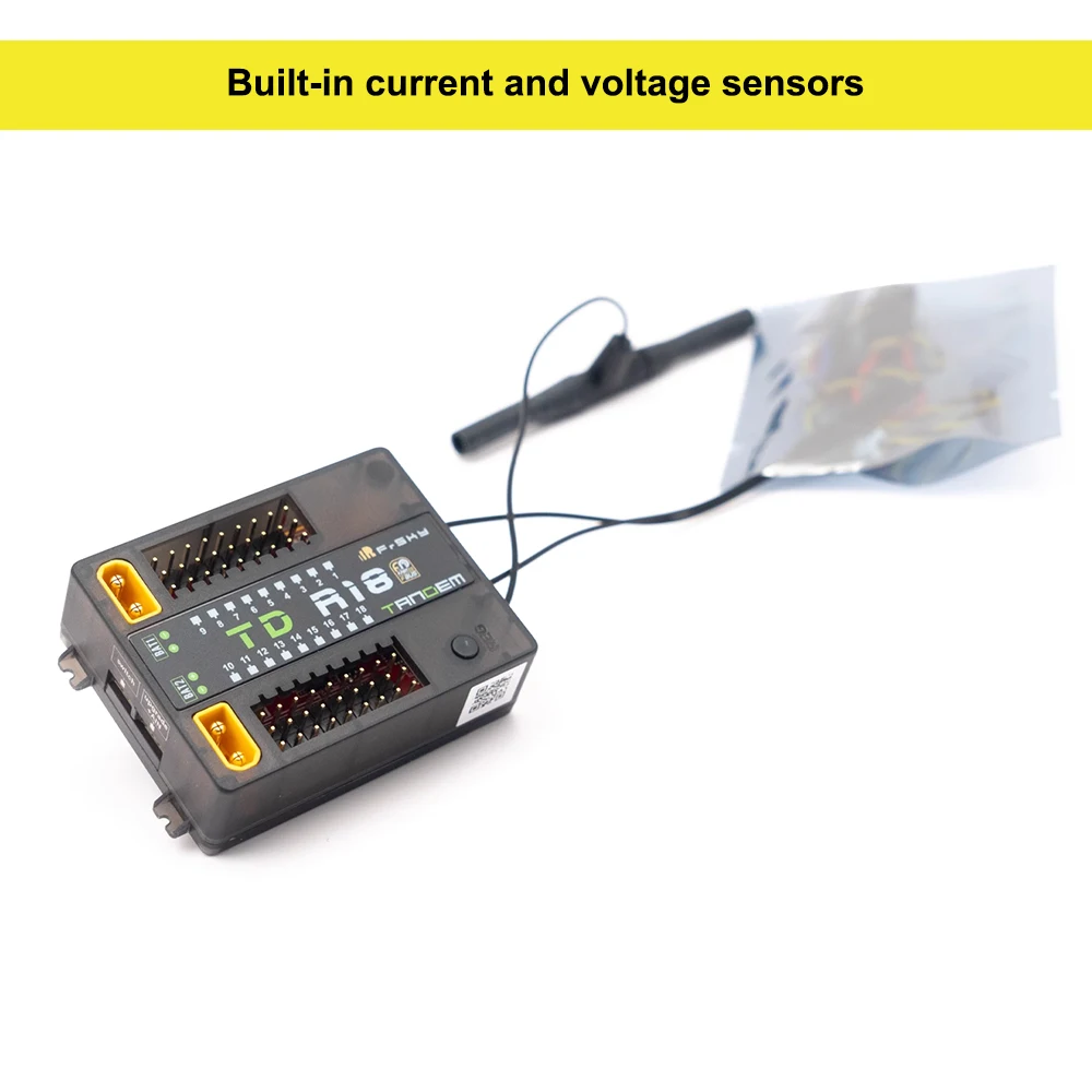 FrSky TD R18 OTA 2.4G 900M 18CH Tandem ثنائي النطاق استقبال الكمون المنخفض طويلة المدى المدمج في مفتاح الطاقة مستشعر الجهد الحالي #6