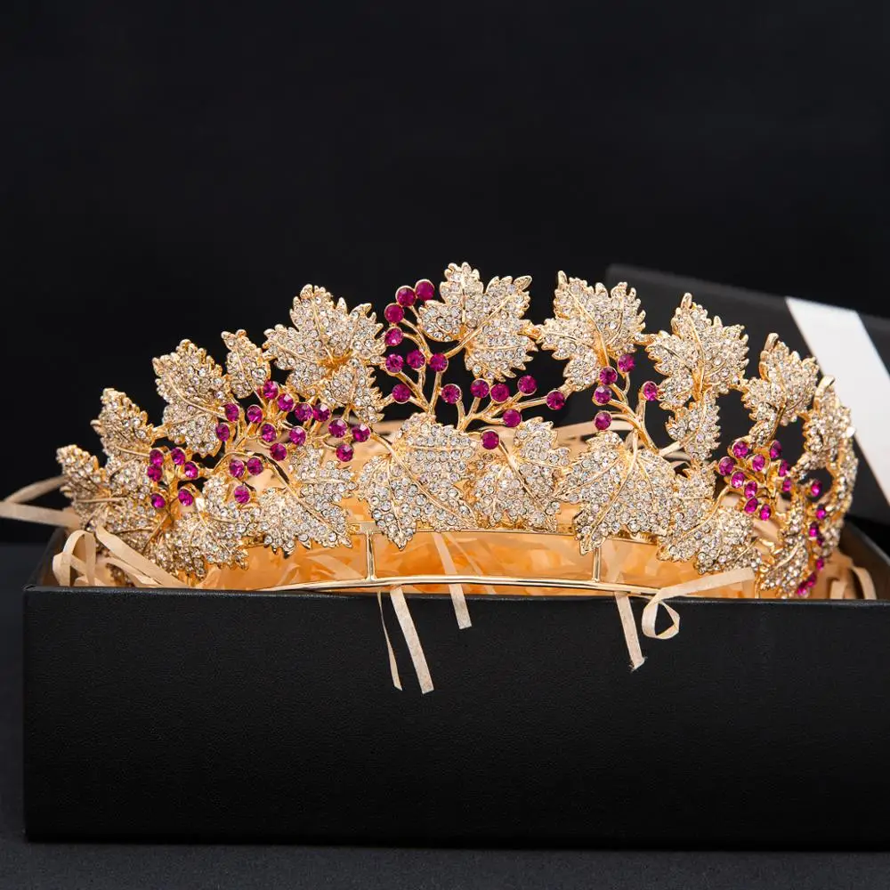 The Danish Royal Ruby Tiara,Spanish Royal Crown Princess Mary Crown,Wedding Silver Hair Jewelry HG129GOL