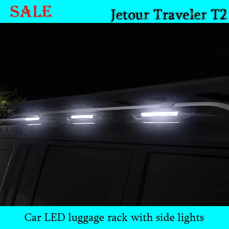 

Подходит для JETOUR Traveler T2 2023-2024Автомобильный багажник на крышу со светодиодной подсветкой и боковыми фонарями, багажник, внешние декоративные детали автомобиля