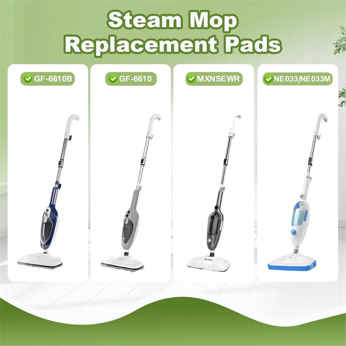 GorFanty GF-6610B/GF-6610, Neugo NE033/NE033M 및 Mxnsewr 스팀 청소기용 스팀 청소기 패드 6팩, 세척 가능한 극세사 천