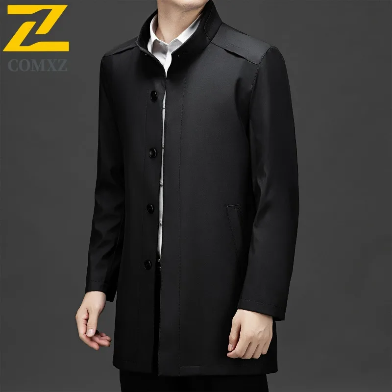 Stand Collar Trench Coat Men 2025 Autumn Light Luxury Premium Anti