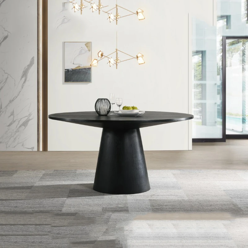 

Jasper Ebony Dining Tables Round Black Aesthetic Plain Dining Tables Indoor Decorative Dining Room Table Home Furniture