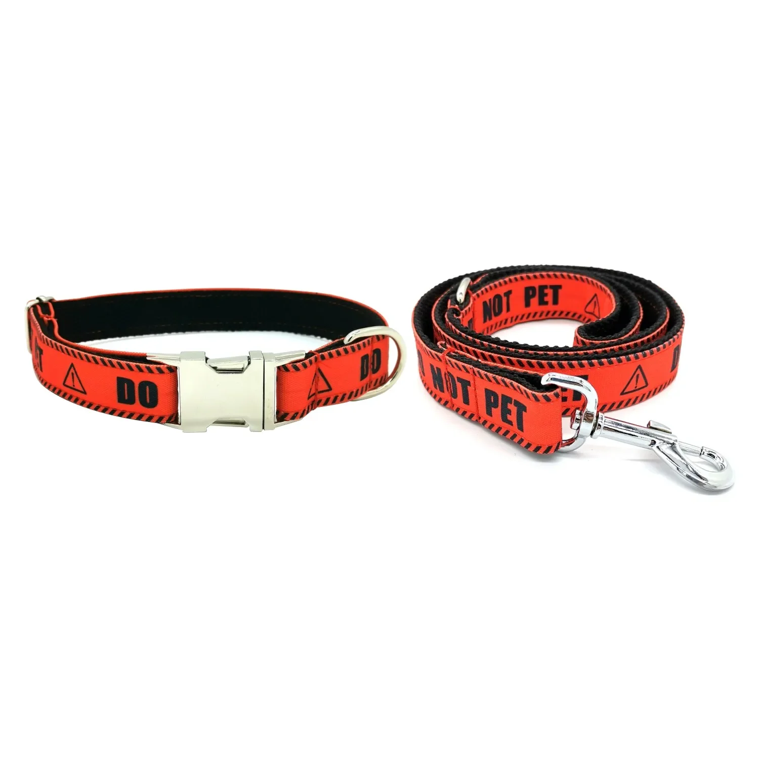 Personalized Dog Collar with Free Engraving, Matching Pet Leash,Customzied Contacts Metal Buckle, Do Not Pet Warning Sign Collar