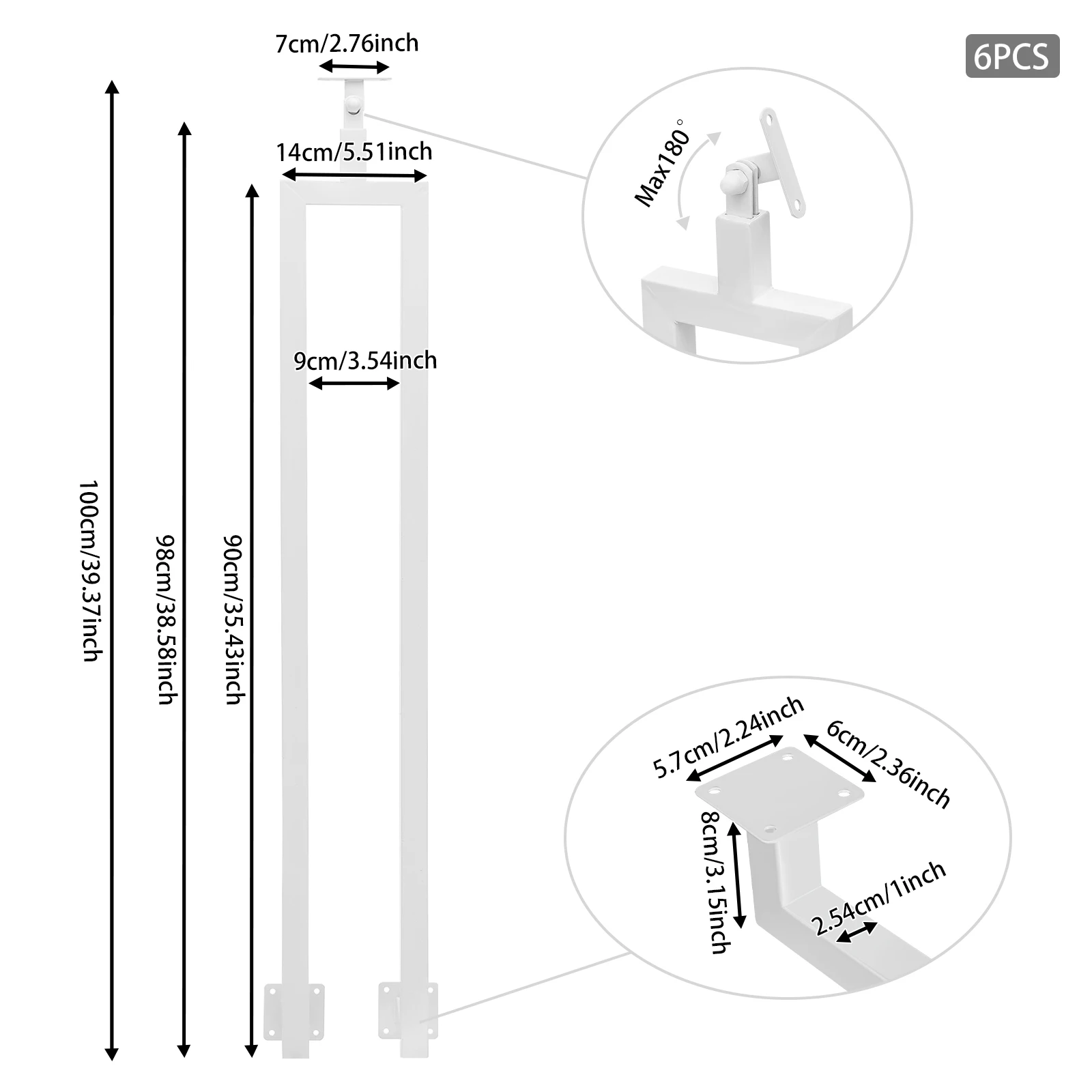 4 Pcs/6 Pcs Adjustable Stair Railing Posts Iron Baluster Posts for Deck/Balcony Stair Guardrail Posts