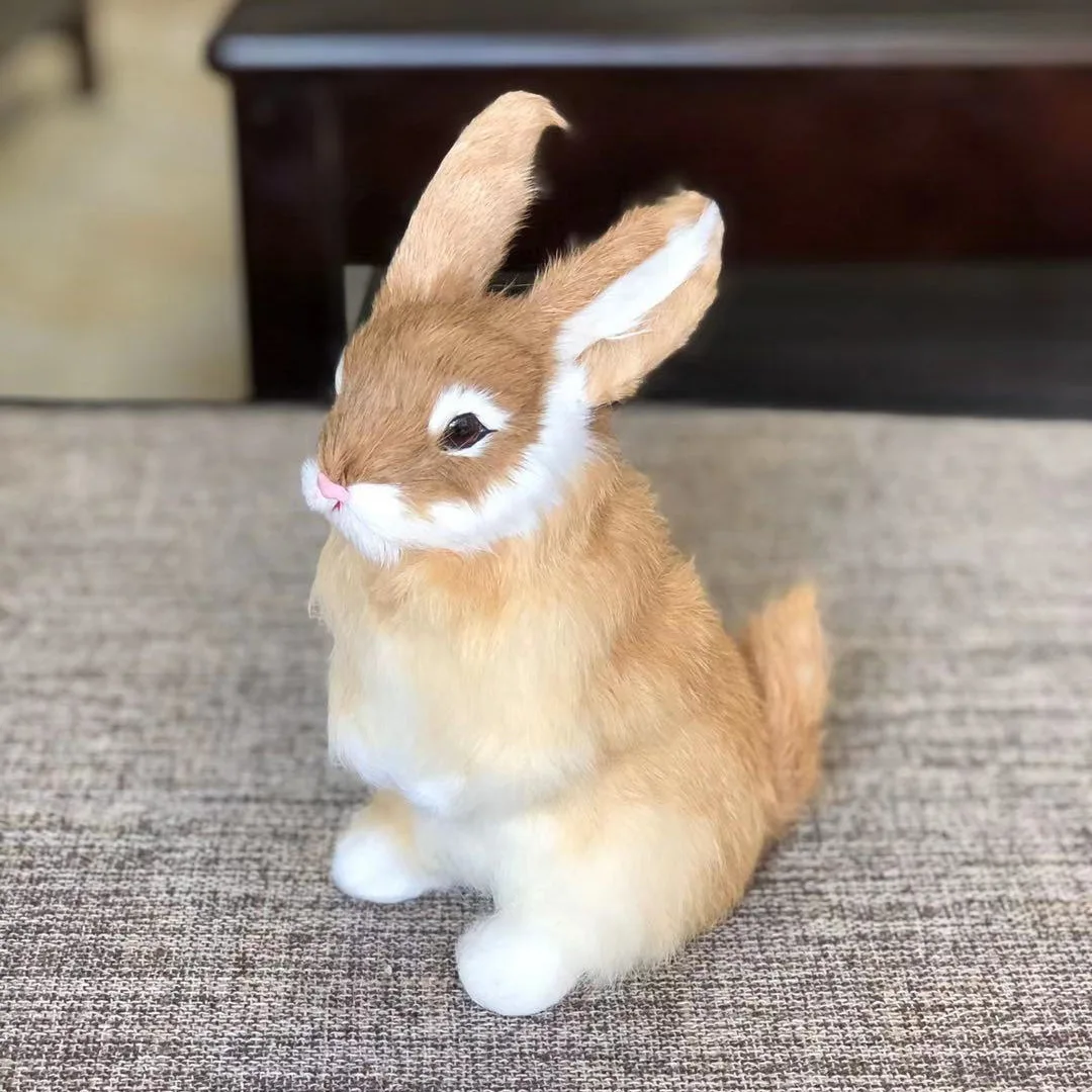 Jouets en peluche de simulation de lapin réaliste pour enfants, joli jouet en peluche de beurre d'animal, décorations d'artisanat, cadeau d'anniversaire