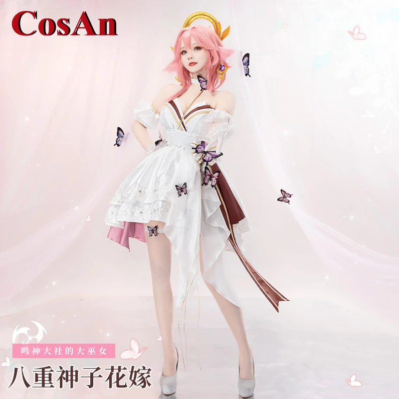 CosAn Hot Game Genshin Imapct Yae Miko Cosplay Costume Gorgeous Sweet Wedding Dress Activity Party Role Play Clothing