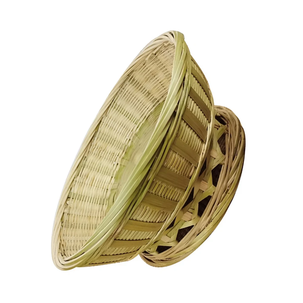 

Bamboo Woven Storage Baskets Multi-Purpose Container for Toiletries Fruits Kitchen Room Organizers with Handles