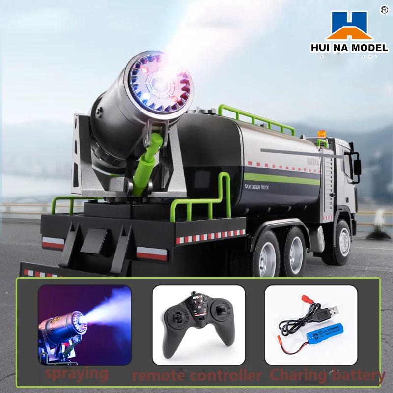 Huina NEW 9CH Remote Control Truck Spray Gun Truck Toy Rc Car Lighting Spraying Vehicle Toys Gif For Boys And Grils