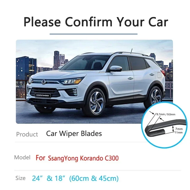 For SsangYong Korando C300 2019 2020 2021 2022 Car Front Wiper Blades Cleaning Window Windscreen Windshield Car Accessories Auto