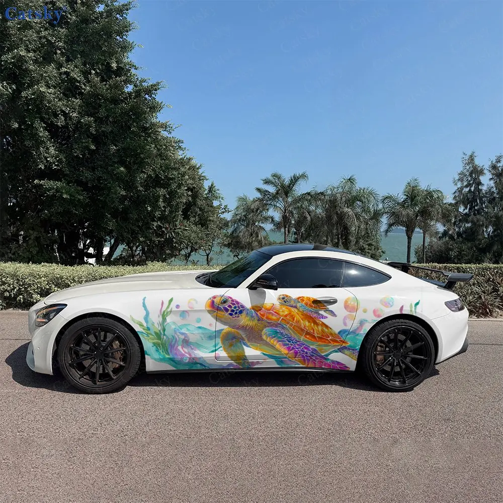 2pcs Sea Turtle Mother And Baby, Durable, Fade-resistant, Enhance Vehicle Aesthetics With Bold Artistic Design Car Vinyl Wraps