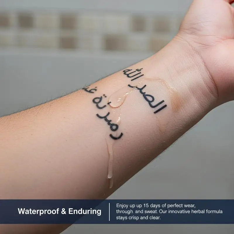 Arabic Quote Long Lasting Waterproof Temporary Tattoo Stickers 5Pcs Eco-friendly Body Art Decals for Birthday Gifts Beach Trip