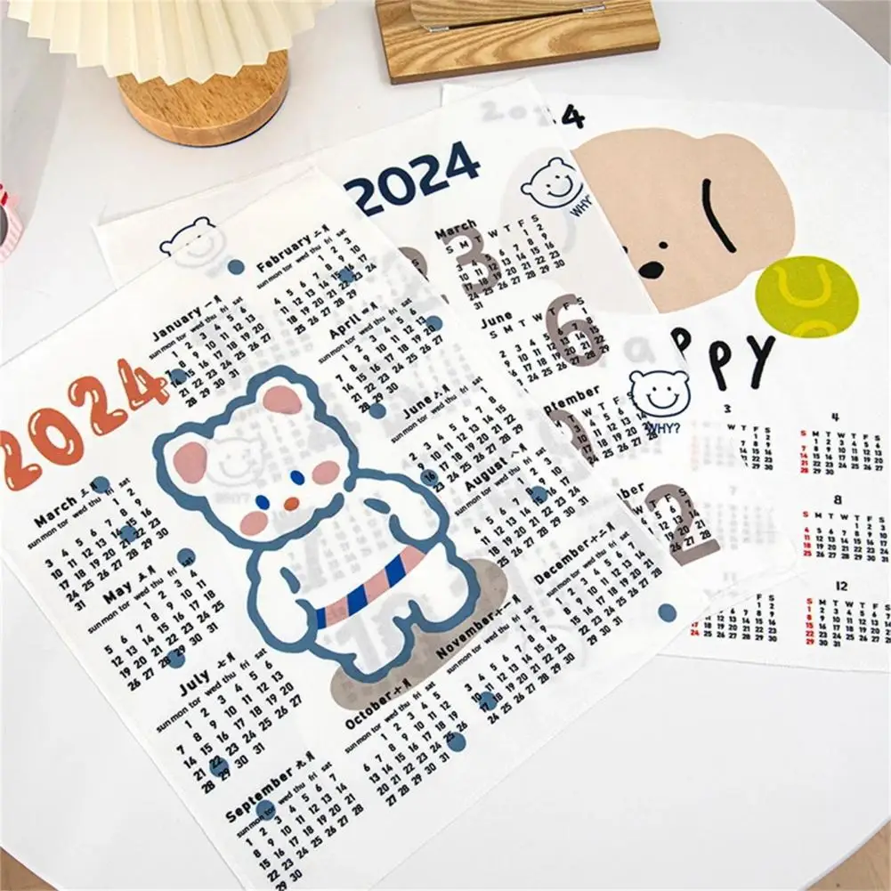 2024 Tapestry Calendar Hanging Cloth Cartoon Pattern Rich Color Decorative Wall Tapestry Background Calendar