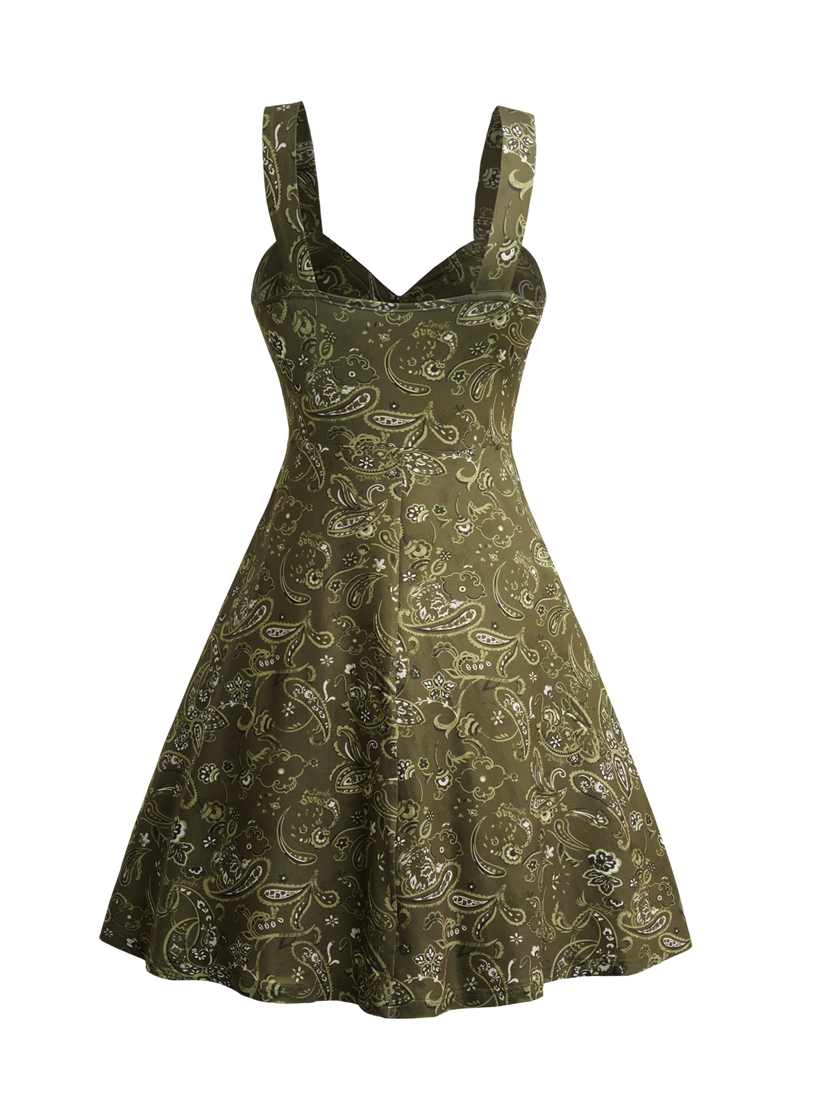 Dressfo Summer Dresses for Womens 2024 Paisley Print Front Lace-Up Cami Dress Sleeveless A Line Dress Green Dresses Sundress