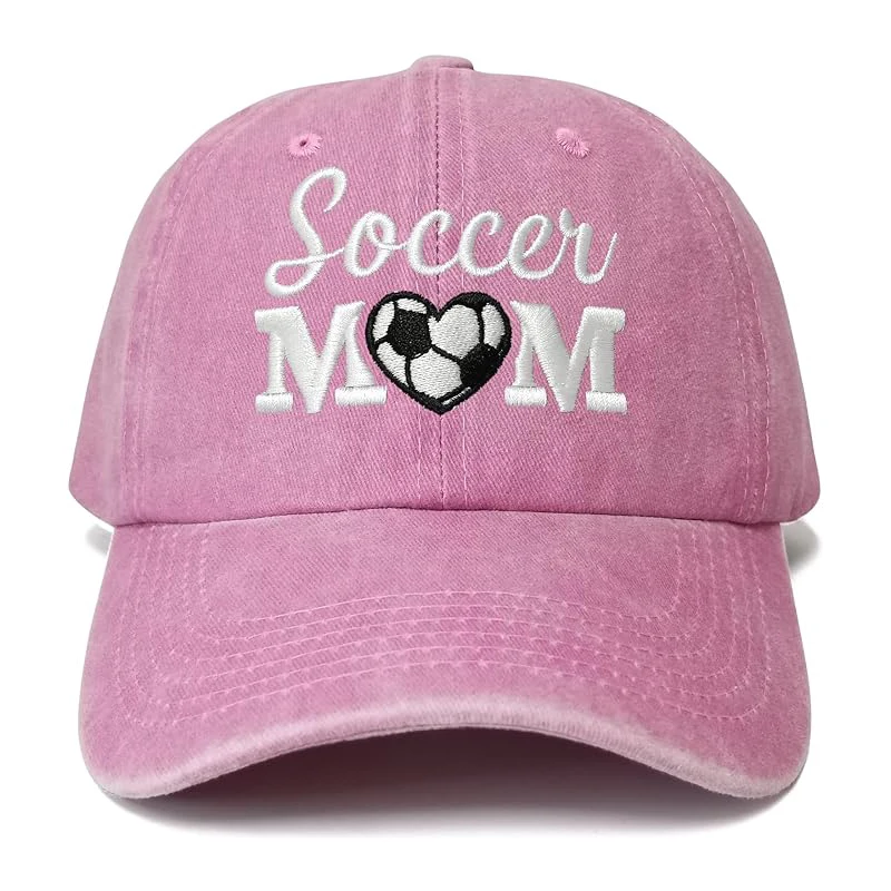 An embroidered SOCCER MOM soccer pink baseball cap suitable for men and women traveling outdoor sports spectator visor