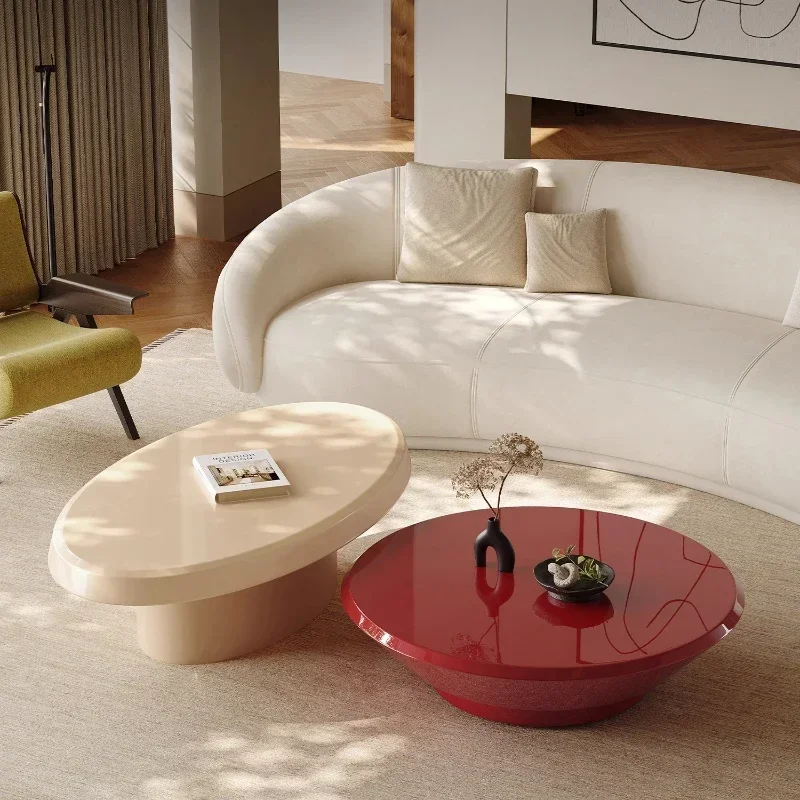 Minimal high-gloss paint coffee table combination