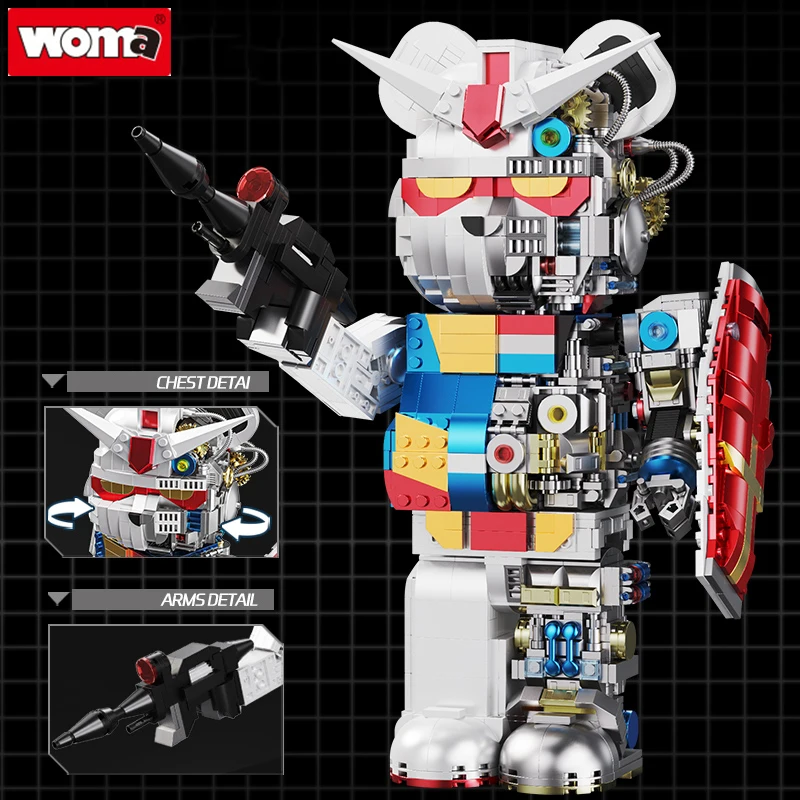 Woma Brand Kids Toys Action Figure Mechanical Robot Bear Building Blocks Bricks Toy Movable Collectible Models Toys  Gift