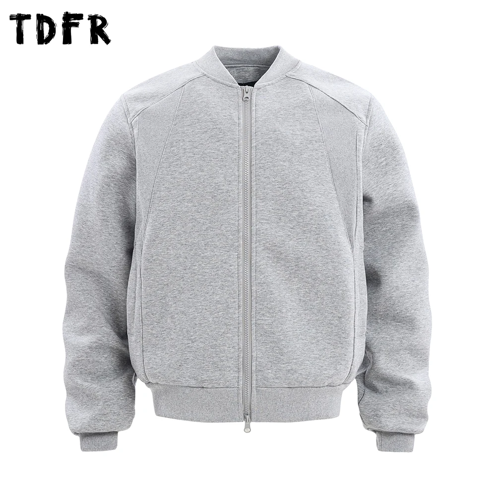 

Solid Color Spliced Baseball Jacket Mens Simple Casual Autumn Loose Stand Collar Long Sleeve Single Breasted Outerwear Man