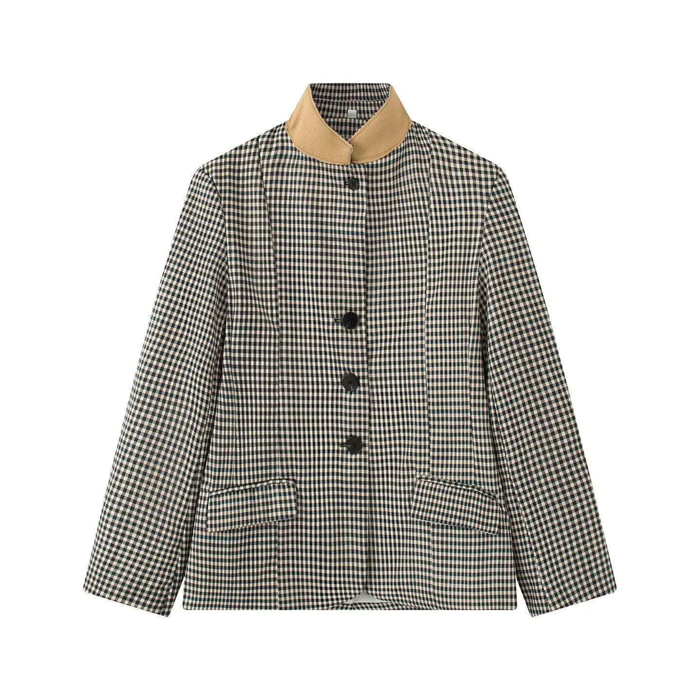 Maxdutti Women's Clothing 2026 Autumn New Style Temperament Commuting Style Sub High Neck Slim Fit Suit Splicing Jacket
