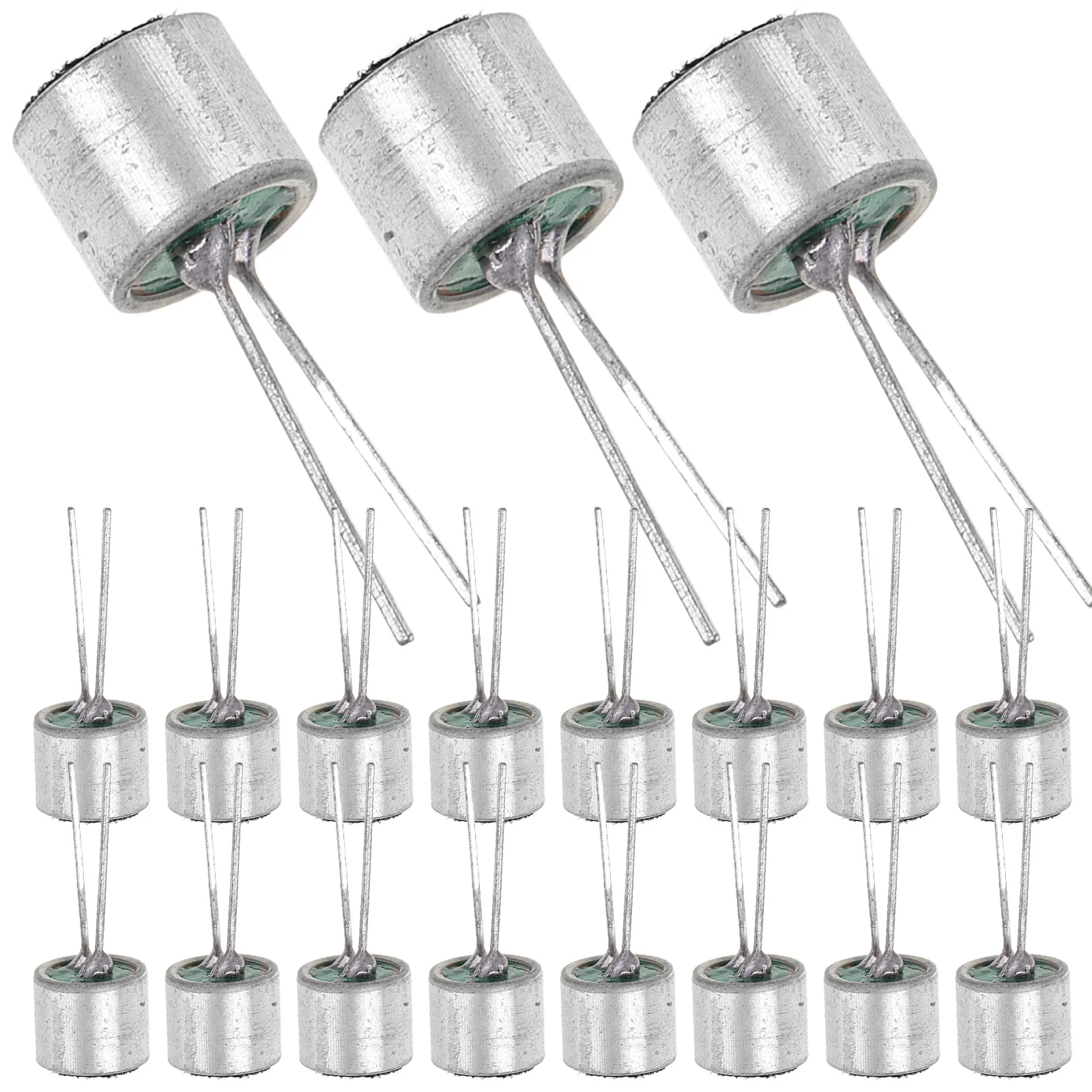 20 قطعة ميكروفون مكثف إليكتريت لاقط 2 دبابيس شكل اسطوانة حساسية عالية صوت واضح استخدام ميكروفون لاقط مع 2 دبابيس