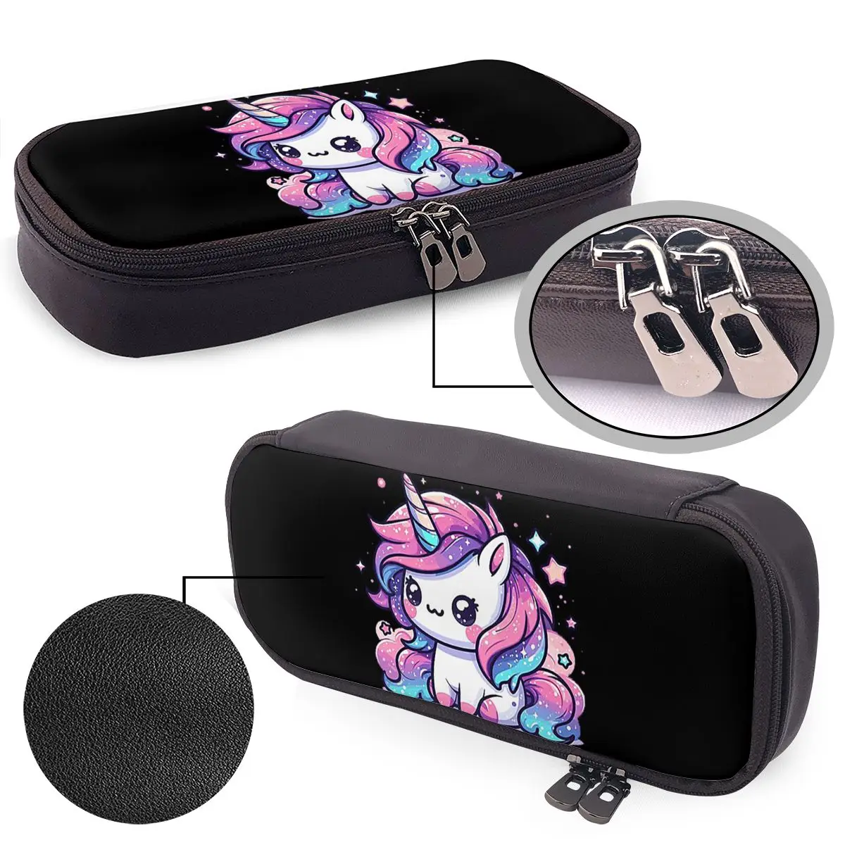 Sparkle Unicorn Magic Leather Pencil Case for Kids Gifts Pen Box Pencil Bag Stationery Supplies Pen Holder Bag