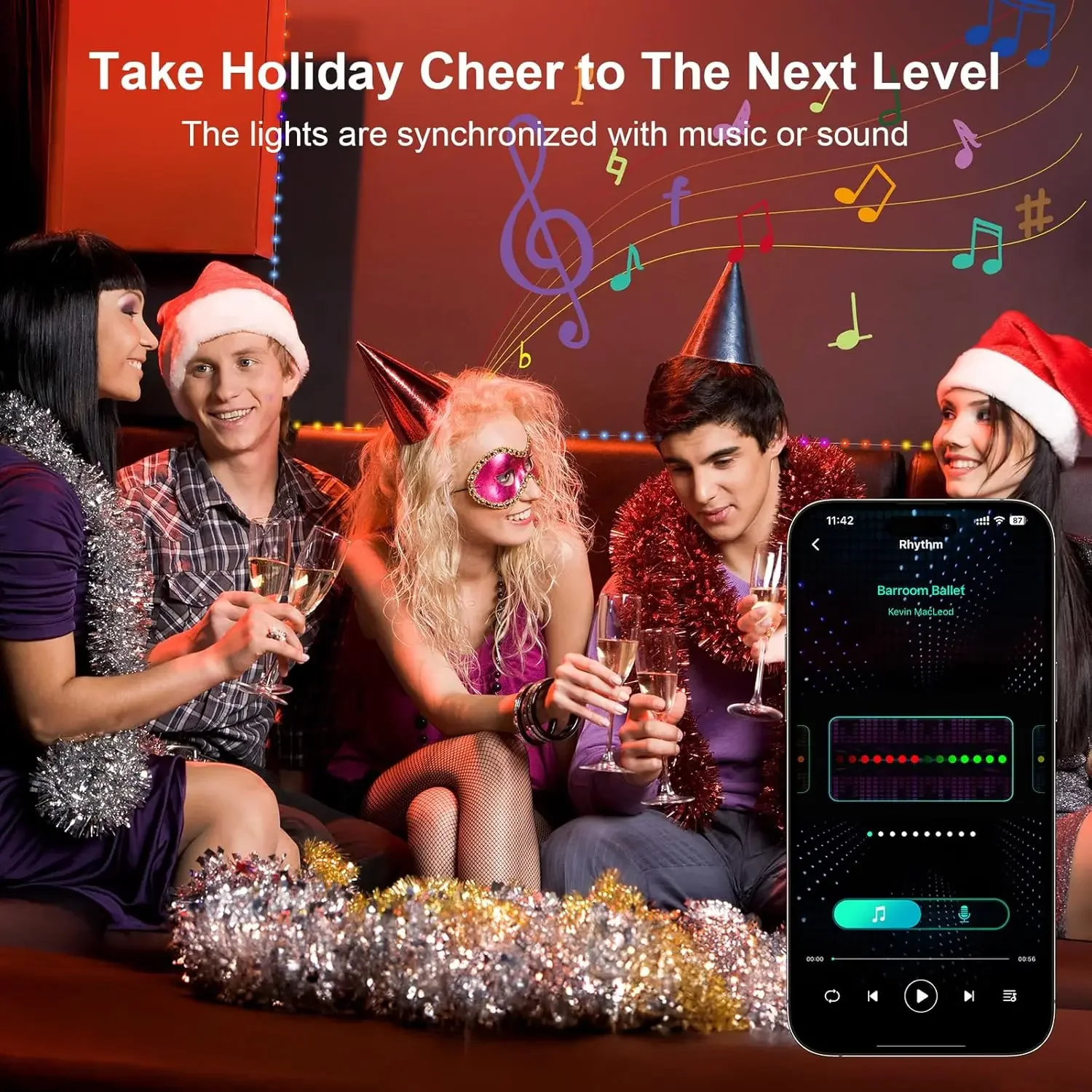 RGBIC LED String Lights Music Sync Bluetooth App Control 5V USB Dream Color Fairy Lights Christmas Wedding Party Room Home Decor