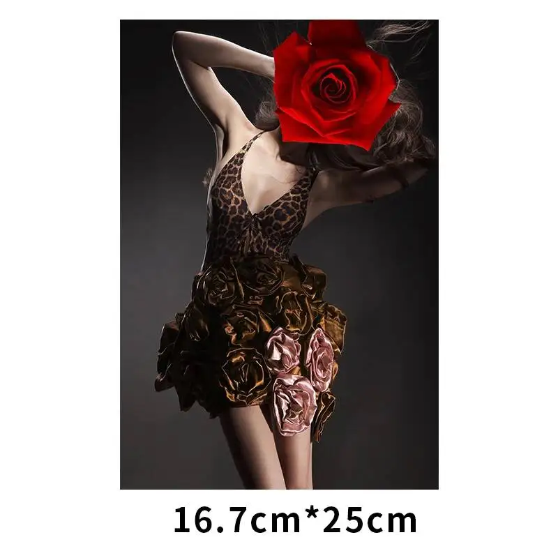 Color Ink Flowers Feather Girl Art Poster Printing DIY T-shirt Sweater Canvas Bag Decoration Iron On Heat Transfer Patch