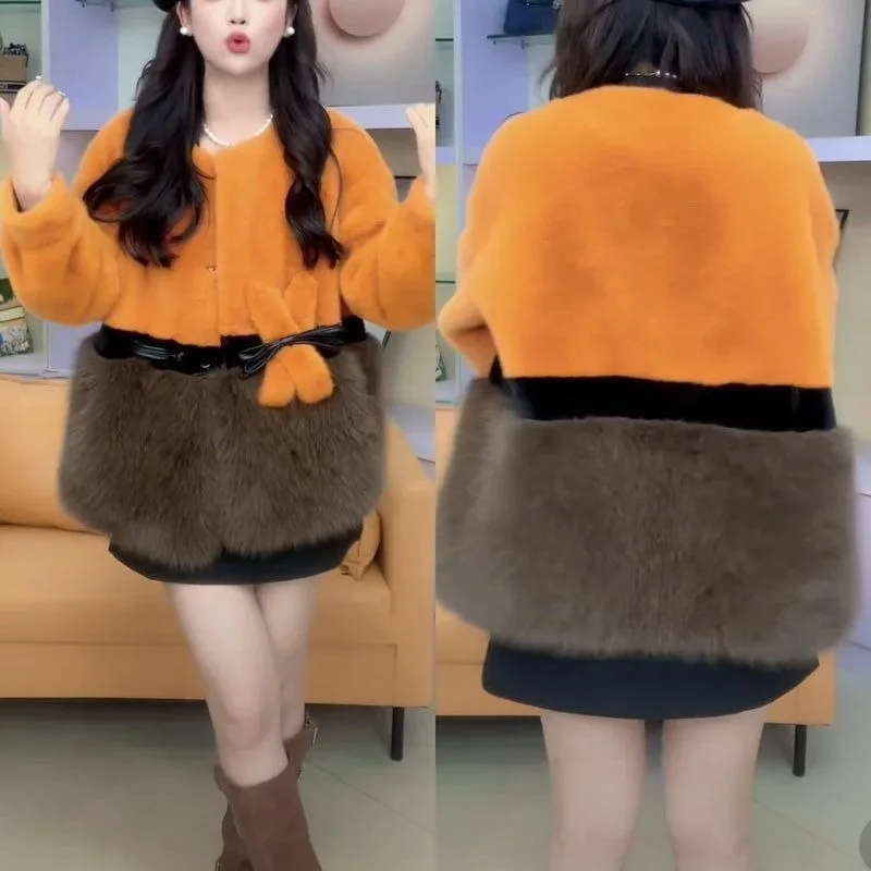 

2026 French Gold Coat Medium and Long Coats Tide Light Luxury Internet Celebrity Popular Woolen Jacket Velvet Woolen Suit Skirt