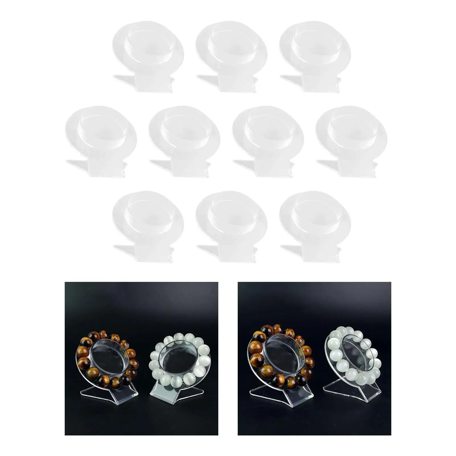 

10x Clear Bracelet Stand Bracelet Holder Shelves Jewelry Organizer Rack Transparent for Retail Dresser Shop Decoration