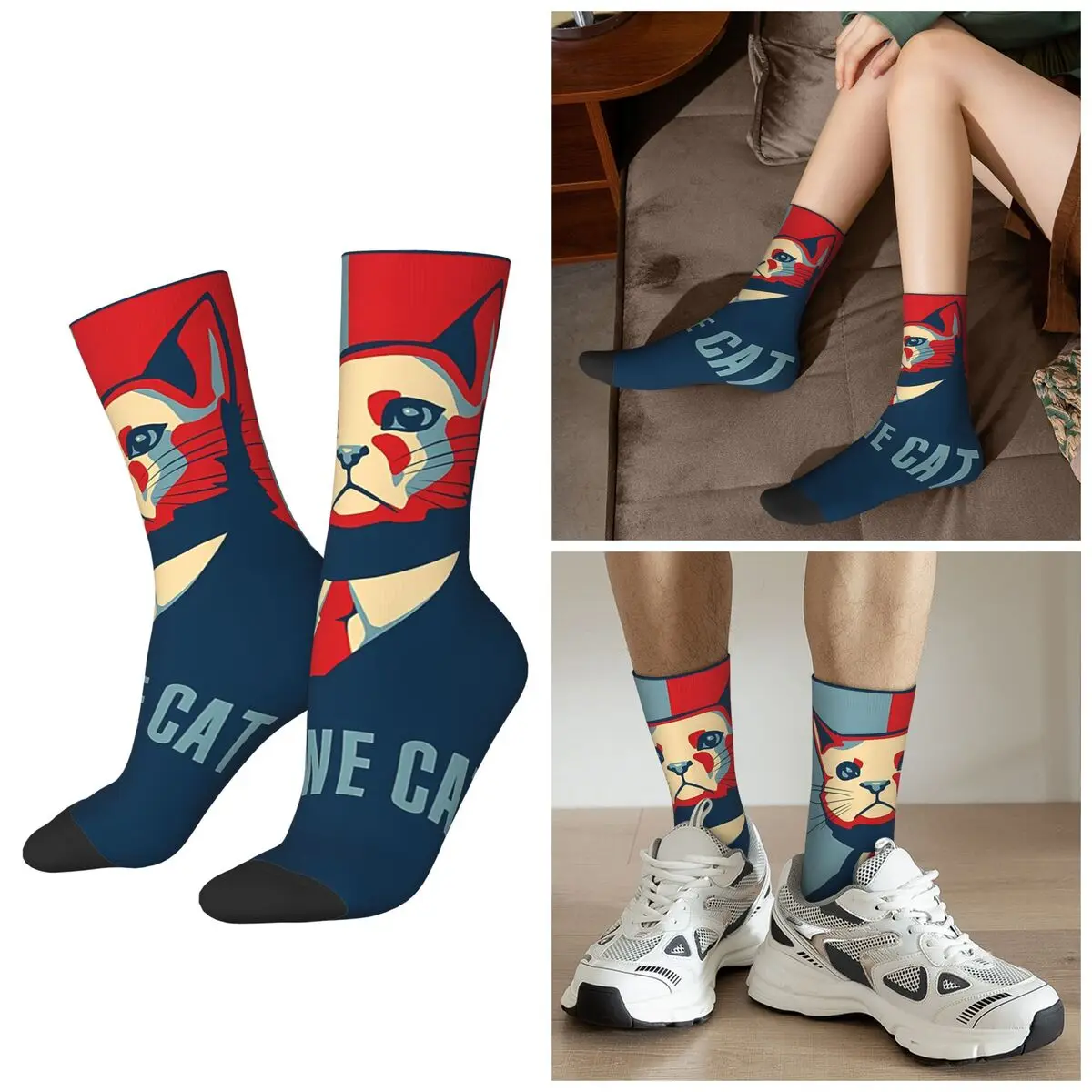 

Всесезонные носки Yes We Cat -Demo Cat Socks Harajuku Sport Middle Tube Socks Мягкие впитывающие пот чулки для мужчин и женщин на Рождество