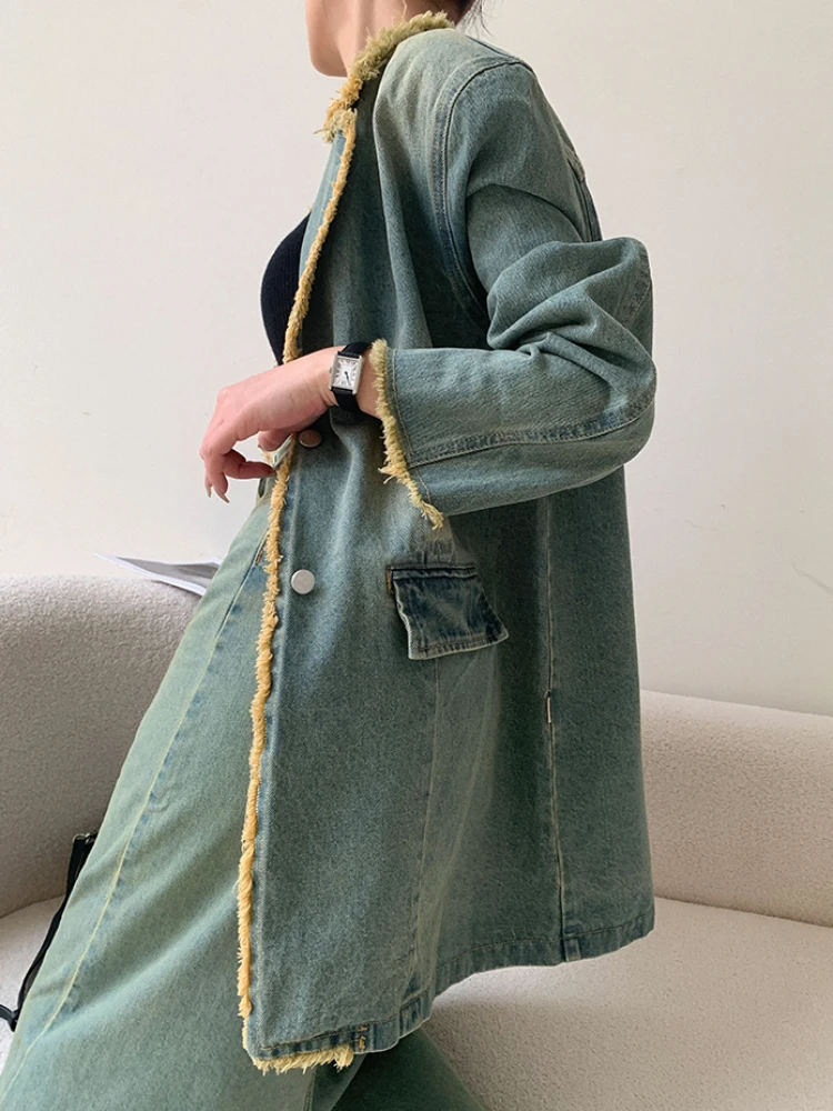 Veste en Denim à Manches sulfpour Femme, Style Vintage Européen, Streetwear Élégant, Poches, Wiltshire, Mode, Vêtements d'Extérieur Rétro, Printemps, Automne